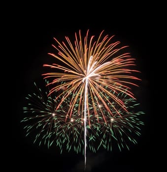 Colorful fireworks exploding in the night sky