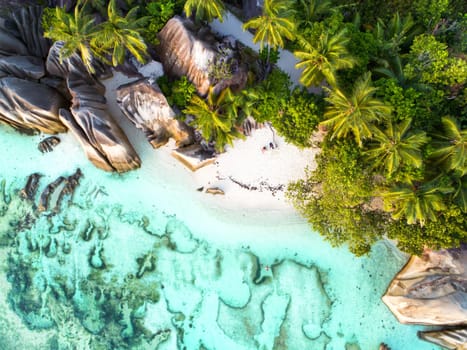 Drone image of the Anse source d'argent - Seychelles