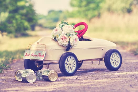Pedal car in wedding style