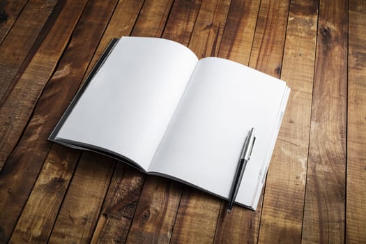 Open blank textbook. Responsive design mockup.
