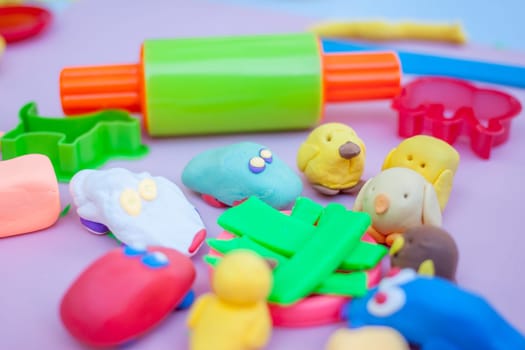 toys made of plasticine and tools developing game for children