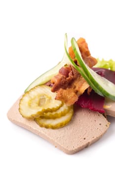 Danish specialties and national dishes, high-quality open sandwich, isolated on white background