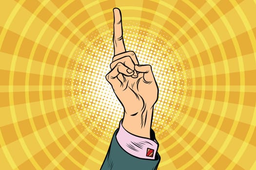 index finger up. Business concept. Pop art retro vector illustration
