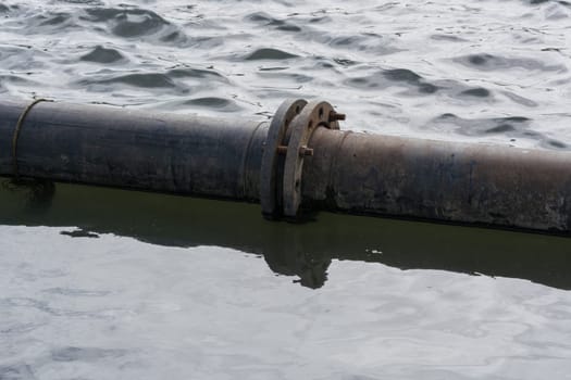 Pipeline,plastic pipes float on the surface of the water..