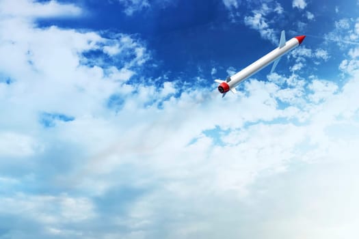Cruise missile flying in the sky