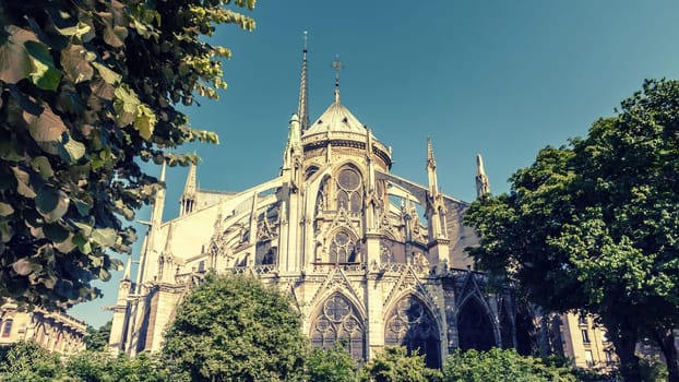 The Cathedral of Notre Dame de Paris, France, vintage effect