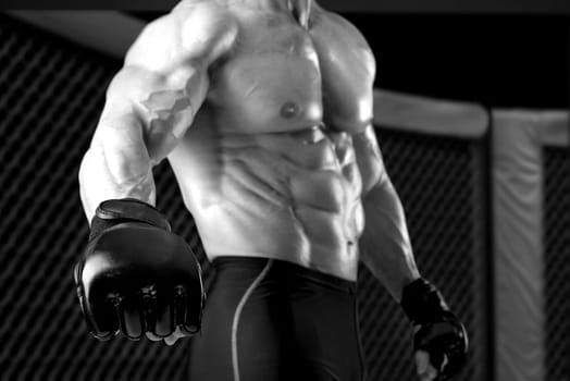 Strong Mixed Martial Arts fighter inside the cage