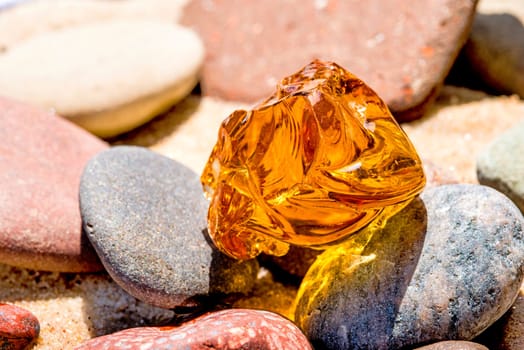 Amber on the Baltic Sea beach.