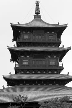 tower Shanxi architecture  Huayan Monastery black white