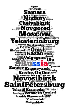 Localities in Russia word cloud concept
