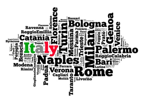 Localities in Italy word cloud concept