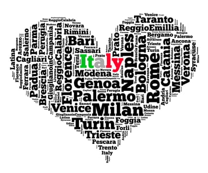 Localities in Italy word cloud concept