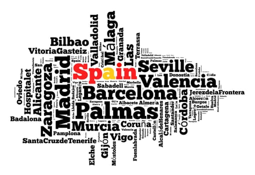 Localities in Spain word cloud concept