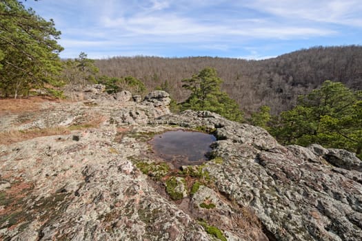 Rainfall Pond on a Rocky Outcrop in the Kings Bluff wilderness of Ozark National Forest in Arkansas