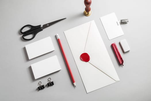 Blank stationery template. Top view.