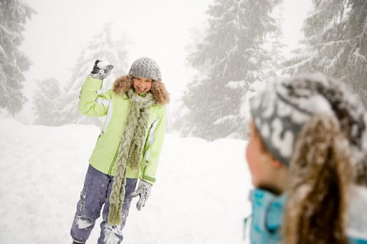 Girl with snowball