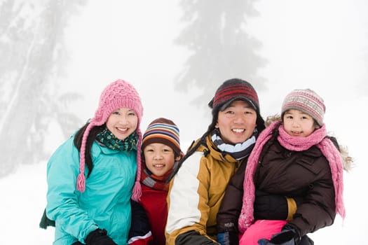 Family in the snow