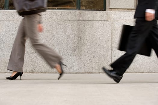 Businesspeople in hurry