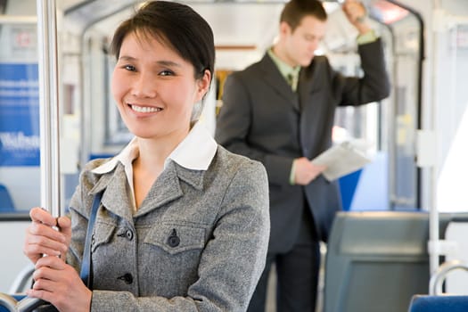 Commuters on light rail