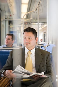 Businessman on train