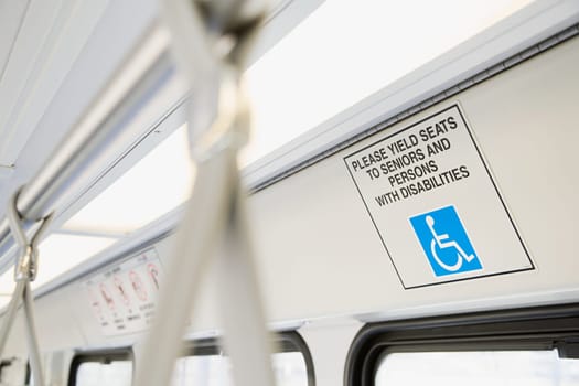 Inside light rail train