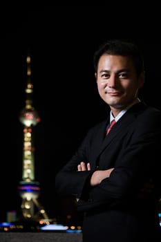 Businessman and the oriental pearl tower
