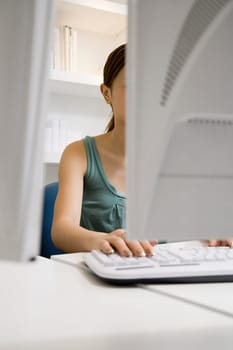Woman working on computer