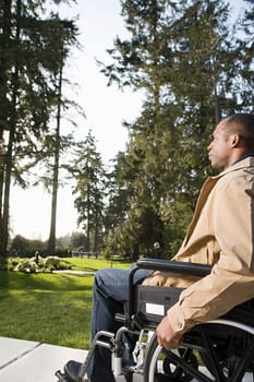 Disabled man using a wheelchair