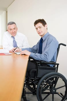 Disabled male office worker