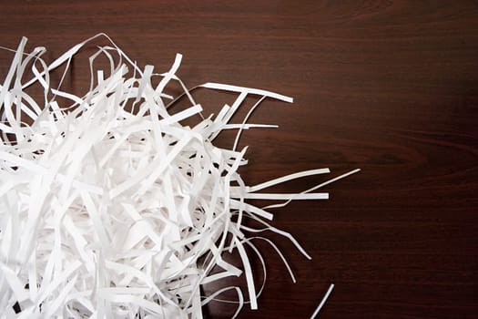 Shredded paper on a desk