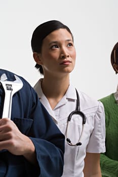 Portrait of a mechanic nurse and teacher