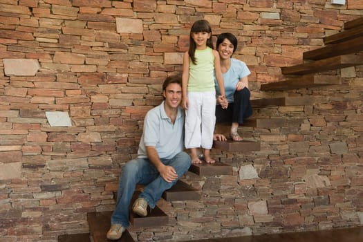 Family on steps