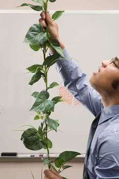 Man holding onto a stem