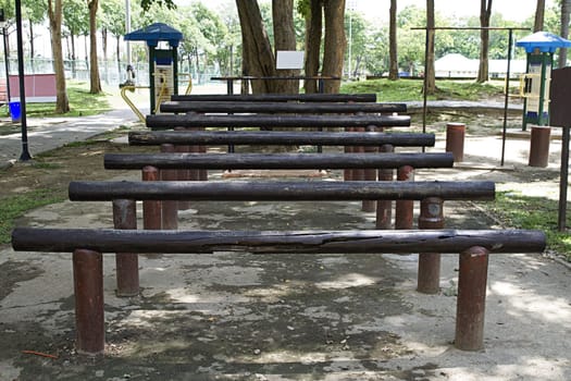 wood trunk for stretching body parts park
