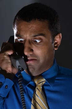 Terrified man on phone