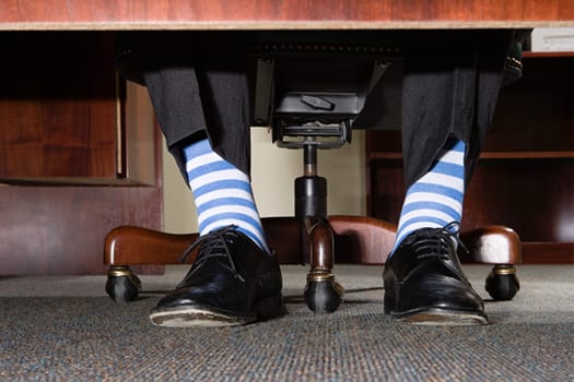 Businessman with striped socks