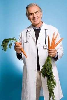 Doctor holding carrots