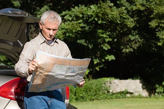 Man looking at map