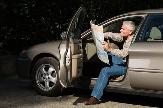 Man looking at map