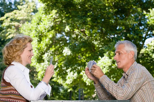 Couple playing cards