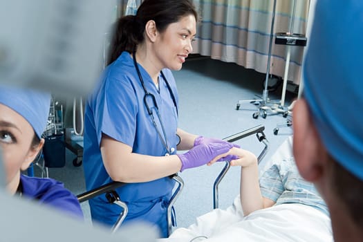 Surgeons preparing patient