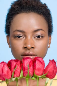 Woman holding roses