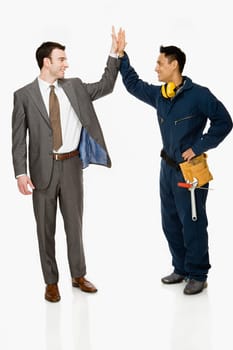 Businessman and workman