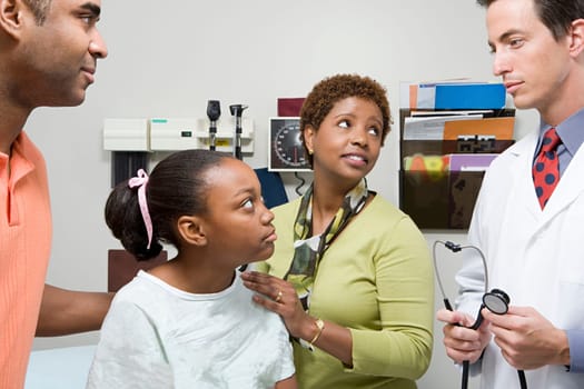 Family listening to doctor
