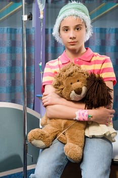 Anxious girl in hospital