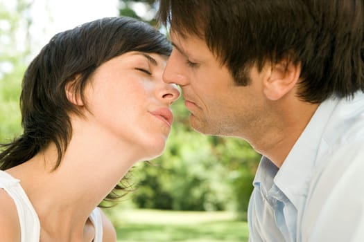 Couple about to kiss