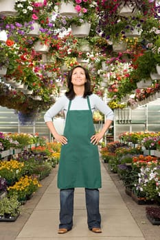 Shop assistant in a green house