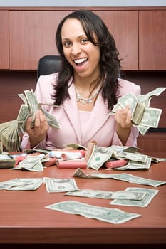 Businesswoman holding money
