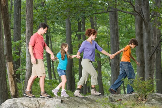Family walking hand in hand