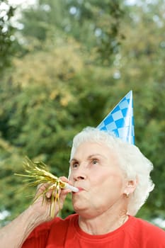 Senior woman at a birthday party